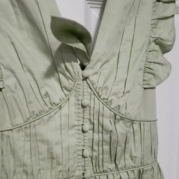 Self Portrait Pistachio cotton poplin maxi dress green 4 - Picture 3 of 8